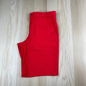 J Lindeberg Shorts Mens 33 Red Coral Golf Casual Micro Twill Regular Fit